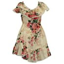 Zimmermann Laelia Floral Mini Dress in Beige Linen