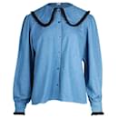 Camisa de gola Peter Pan Rixo Misha em algodão azul - Autre Marque