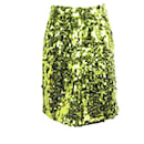 N°21 Mini Pencil Skirt With Side Pockets in Lime Green Sequins - Autre Marque