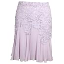 Giambattista Valli Lace-Trimmed Mini Flared Skirt in Lavender Cotton Silk Polyester