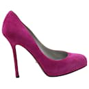 Sergio Rossi Almond Toe Pumps in Pink Suede