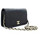 CHANEL Full Flap Chain Shoulder Bag Clutch Black Quilted Lambskin - Chanel