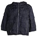 Moncler Crumpled Texture Quilted Jacket in Navy Blue Polyamide