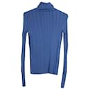 Sportmax Textured Turtleneck Sweater in Blue Wool - Max Mara