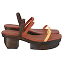 Cult Gaia Fifi Strappy Platform Sandals In Brown Leather