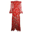 Vestido largo con hombros descubiertos en seda con estampado floral de Caroline Constas - Autre Marque
