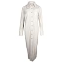 Nanushka Lee Pleated Maxi Shirt Dress in White Vegan Leather 