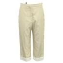 Sandro Paris Microprint Cropped Wide Trouser in Beige Polyester