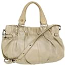 CELINE Hand Bag Leather 2way Silver WC-AT0069 auth 39622 - Céline