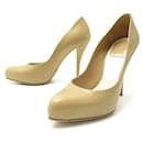 CHRISTIAN DIOR SHOES MISS PUMPS 37 BEIGE LEATHER + PUMP SHOES BOX - Christian Dior