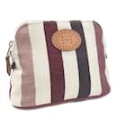 Hermes Stripes Bolide Pouch Canvas Clutch Bag in Good condition - Hermès