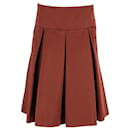 Hugo Boss Box Pleated Midi Skirt in Ochre Brown Polyester