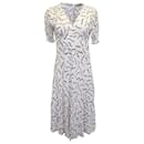 Diane Von Furstenberg V-Neck Printed Midi Dress in White Viscose