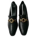 BALLY Mocassins cuir noir talon style Gucci superbes T40,5 it - Bally