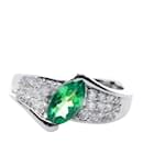 [LuxUness] Smaragd-Diamantring Metallring in ausgezeichnetem Zustand - & Other Stories