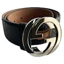 Gucci leather belt, GG buckle