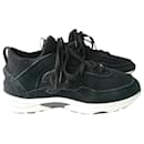 CHANEL Black stretch trainers sneakers T38 - Chanel