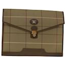 Burberrys Nova Check Canvas Clutch Bag Nylon Brown Red Auth 39938 - Autre Marque