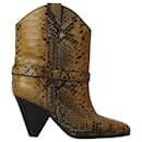 Isabel Marant Deane Snake-Effect Cowboy Boots in Yellow Cowhide Leather