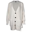 Proenza Schouler V-Neck Ribbed Knit Cardigan in Cream Wool