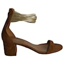 Aquazzura Spin Me Around City Sandal in Brown Suede