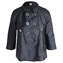 Burberry Double-Breasted Jacket in Black Silk