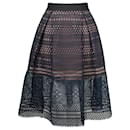 Self-Portrait Pleated Sofia Skirt in Navy Blue Polyester Guipure Lace  - Self portrait