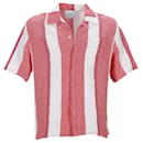 Casablanca Stripe Button Down Shirt in Red Print Linen - Autre Marque