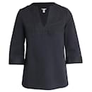 Top tipo túnica de algodón negro Diane Von Furstenberg