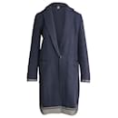 Pinko Single-Breasted Coat in Navy Blue Cotton