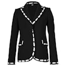 Moschino Contrasting Print Trimming Cady Blazer in Black Polyester