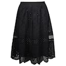 Marc by Marc Jacobs Perforated Lace Midi Skirt in Black Cotton