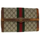 GUCCI Web Sherry Line GG Canvas Clutch Bag PVC Leather Beige Green Auth 40002 - Gucci