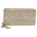Christian Dior Lady Dior Wallet Patent leather Beige 02-LU-0172 Auth bs4860