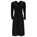 ba&sh Odile Puff-Sleeve Midi Dress in Black Polyester - Ba&Sh
