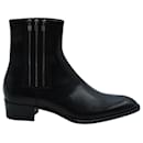 Saint Laurent Triple-Zip Wyatt Chelsea Ankle Boots in Black Leather
