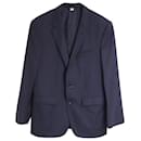 Burberry Notched Collar Tailored Blazer in Navy Wool