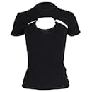Balmain Cut Out T-shirt with Metal Ring in Black Cotton 