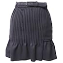Isabel Marant Belted Mini Skirt in Navy Blue Wool