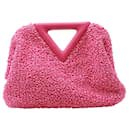 Bolsa de ombro acolchoada Bottega Veneta pequena em couro de cordeiro rosa