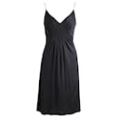 Temperley London V-neck Knee Length Dress in Black Silk