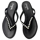 Sandalias chanel de ante con perlas - Chanel