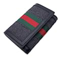 Black Denim Canvas and Leather Web 6 Key Case Holder Pouch - Gucci