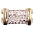Large yellow gold pavé diamond ring 18 carats - Autre Marque