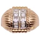 Tank yellow gold ring 18 carats and white stones - Autre Marque