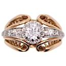 Art Deco Diamond Solitaire Ring 0.60 carats set in platinum and yellow gold 18 carats - Autre Marque