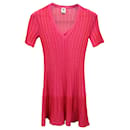 M Missoni gestreiftes Minikleid mit V-Ausschnitt aus rosa Baumwolle