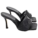 Bottega Veneta Lido High Heel Sandals in Black Intrecciato Leather 