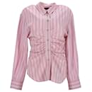 Isabel Marant Front Pleat Shirt in Striped Pink Silk
