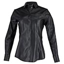 MSGM Buttondown Shirt in Black Faux Leather  - Msgm